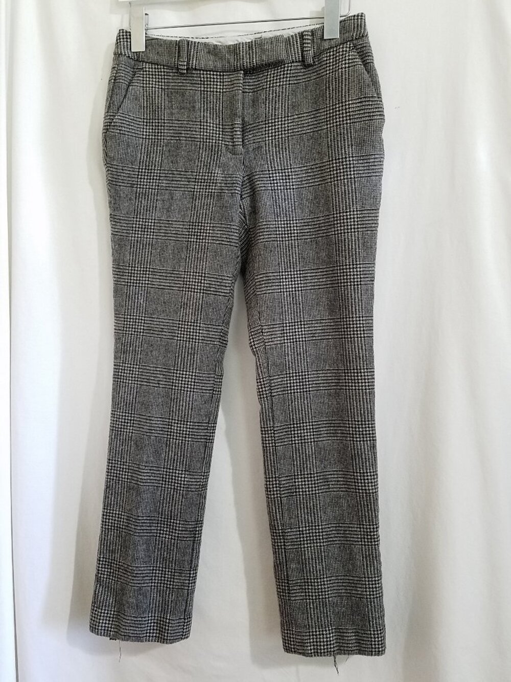 Rachel Zoe Wool Glen Plaid Trousers Size 4 Black Gray Mid Rise Tailored